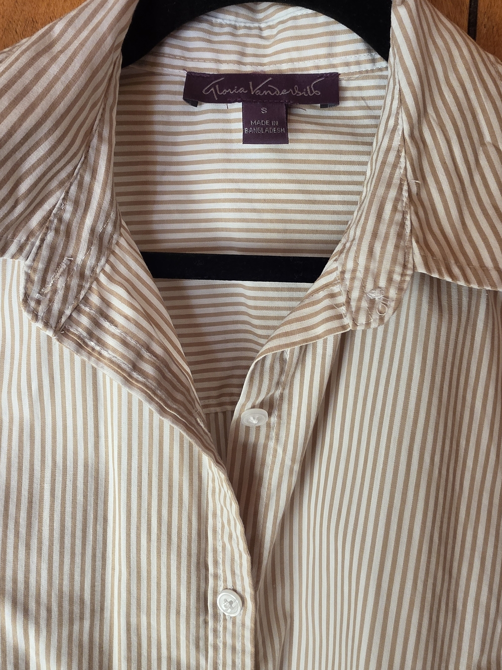 Gloria Vanderbilt Women’s Cream and White Striped Button-Down Shirt